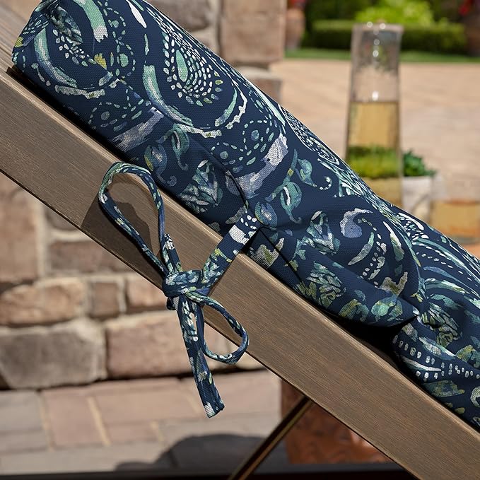 Arden earthFIBER Outdoor Chaise Cushion, 21 x 72, Rain-Proof, Fade Resistant, Cushion for Chaise Lounger Sapphire Blue Ridge Paisley