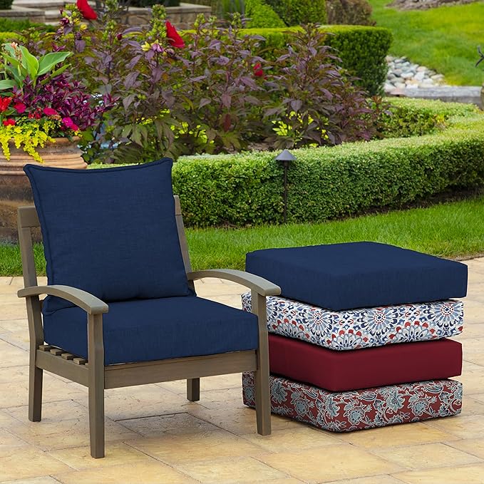 Arden Outdoor Deep Seat Cushion Set (4-Pack), 24 in x 24 in, Weather-Proof, Rain-Proof, Fade Resistant Patio Cushion for Chair, Sofa, and Couch Sapphire Blue Leala