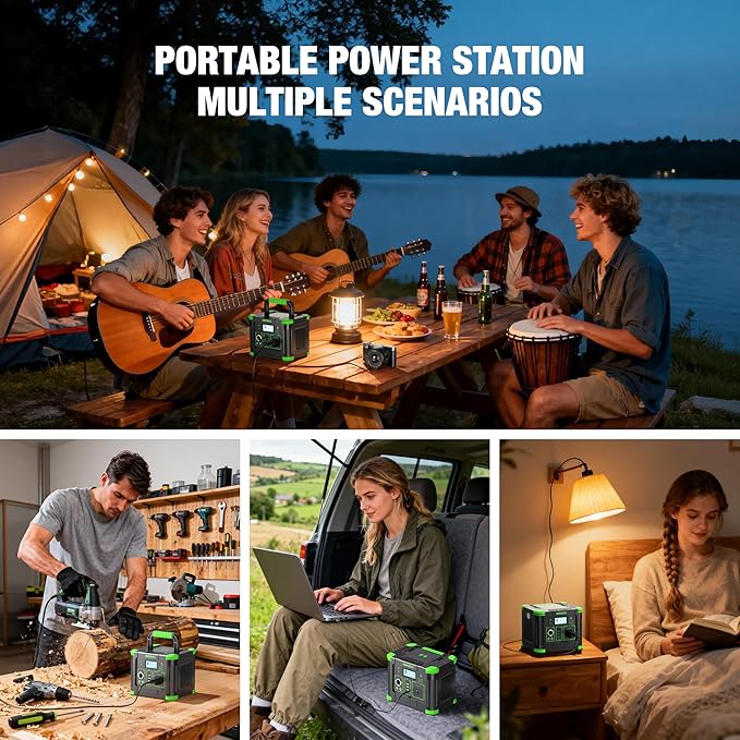 Portable Power Station 330W 288Wh Solar Generator with 60W USB-C PD Fast Charging, Pure Sine Wave AC Outlet, 5W Wireless Charger, LED for Camping, RV, CPAP, Home Emergency Backup, Off-Grid Living