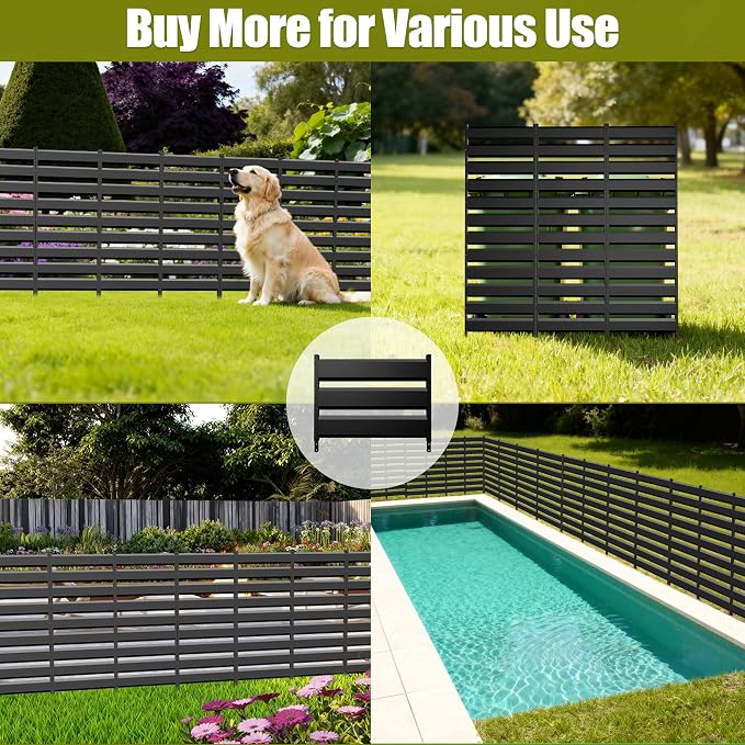 48in H x 45in W Air Conditioner Fence Screen Trash Can Privacy Fence Panels for Outside Unit, Pool Eequipment Enclosure, No Dig Backyard Fencing (Black)