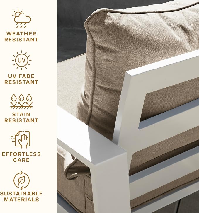 Honeycomb Outdoor Heritage Deep Seat, 25 x 26, Cabana Stripe Tan Chair Cushion with Removable Cover, for Patio Furniture