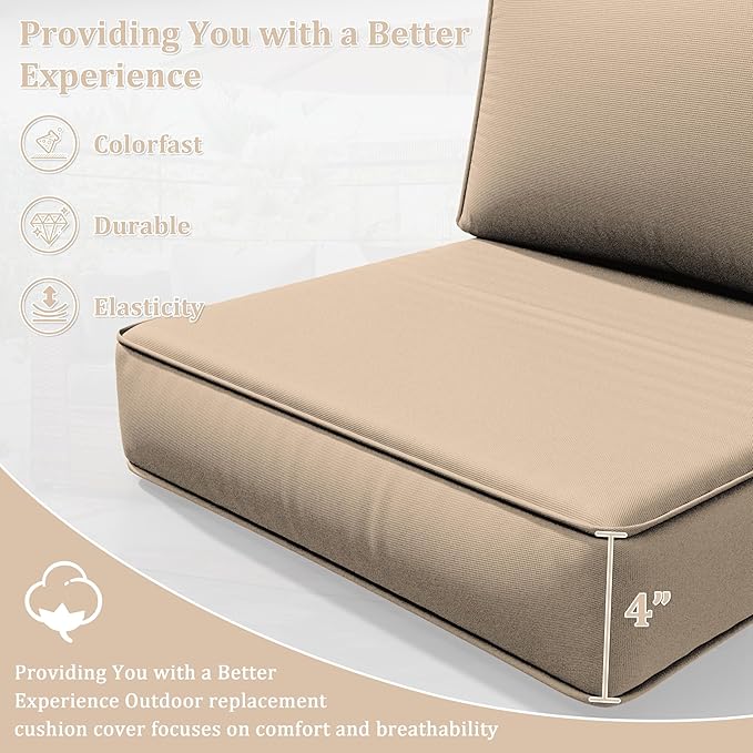 8p Outdoor Cushion Slipcovers Outdoor Patio Cushions Covers Replacement Waterproof with Zipper for 3-Seat Rattan Sofa Patio Furniture Cushion Covers, Covers Only