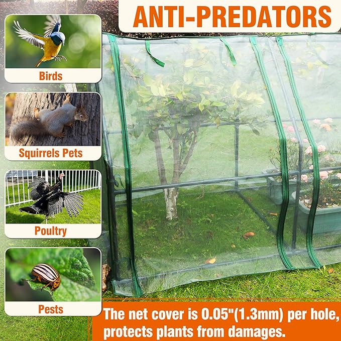Gardzen Mini Greenhouse with Zipper Mesh Cover, Steel Frame Portable Outdoor Greenhouse, Enhanced Ventilation, Ideal for Spring, Summer & Fall 71.7"(L) x36.2(W) x42.5(H)