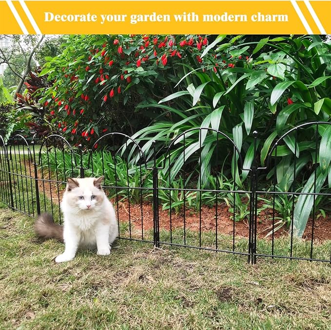 Blingluck Garden Fence, 22 in(H) x 10.83 ft(L) Arched Rustproof Metal No Dig Fence Garden Fence Border, Ground Stake Animal Barrier Fence for Rabbit Dog, Outdoor Decor for Yard & Patio