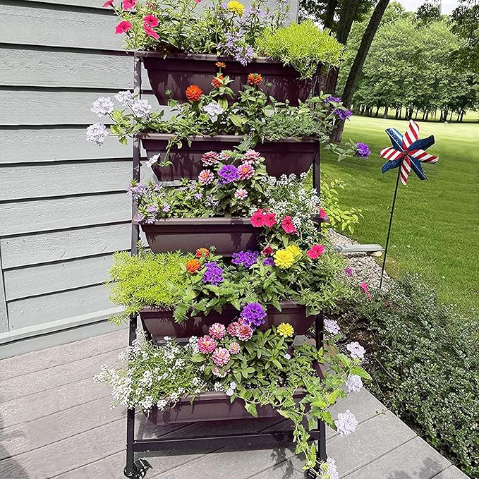 G TALECO GEAR 5-Tier Vertical Garden Planter, 4.4Ft Vertical Raised Garden Bed Planter Box with 5 Container Boxes, Grow Your Herb Vegetables Flowers Indoor and Outdoor (5-Tier)
