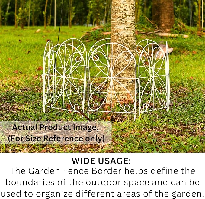 ShopLaLa Bundle- 10 Pack, 24 Inch Decorative Garden Fence + 2 Pack, 16 Inch Self Watering Planter, Rectangular Windowsill Boxes with Drainage No Dig Landscape Edging Yard Patio Outdoor Garden Decor