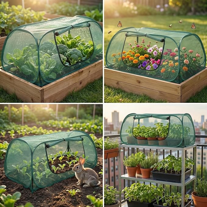 1Pack Raised Garden Bed Covers, Pop Up Mesh Plant & Vegetable Cover,30% Sunblock Plant Shade Tent, Outdoor Planter Protection, Sun & Insect Guard