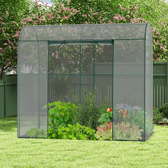 SUNYRISY Garden Plant Netting Crop Cage for Garden Raised Bed, 6.5 x 3.3 x 6 Ft Plant Cover Cage Protectors from Animal for Outdoor Plants with Frame and Zippered Door