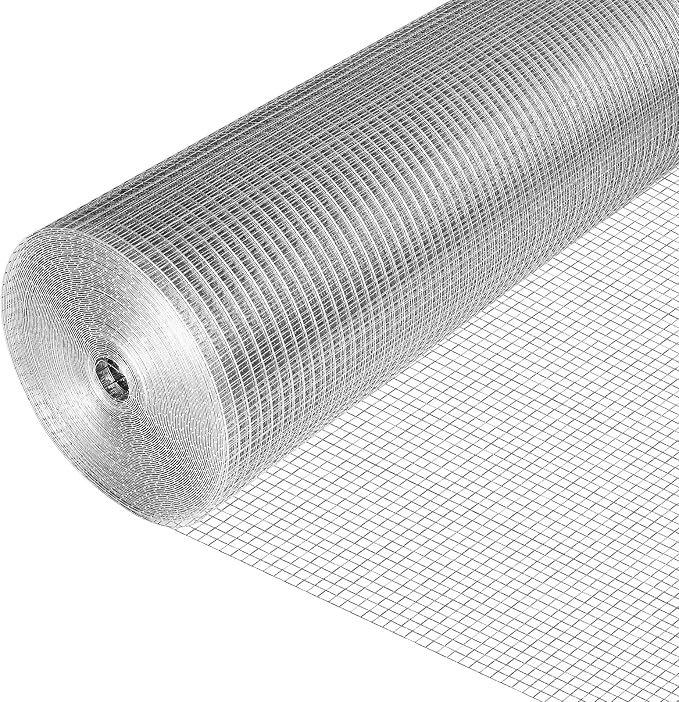 1/4 inch 48'' x 50' Hardware Cloth Square Openings — 23 Gauge Hot-Dip Galvanized Wire Mesh, Welded Cage Wire Rolls Great for Animal Enclosure Chicken Coop Flower Beds Rabbits Wire Fencing