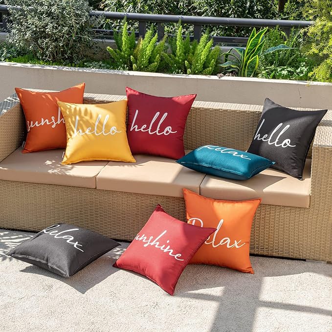 MIULEE Outdoor Waterproof Throw Pillow Covers Set of 2 Relax Decorative Outdoor Square Pillowcases for Chair Patio Garden Couch Tent Balcony Sofa Deep Blue 20x20 Inch
