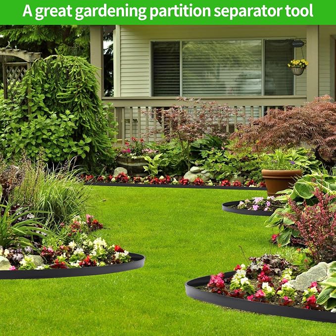 Landscape Edging Borders 33FT Extra Tall 4IN Outdoor Edging Borders Plastic Flexible with 30pcs Stakes,Mini Plastic Fence for Landscaping Yard Flowerbeds,Grass-Black