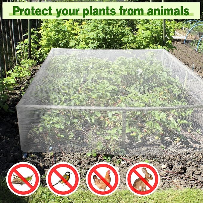 ANPHSIN Strong PP Nanocomposite Mosquito Net Garden Netting - 10 x 12ft Bird Insect Pest Mesh Barrier Screen for Patio, Balcony, Porch, Outdoor Raised Beds Protection (White)