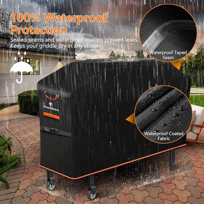 Griddle Cover for Blackstone 28" Griddle with Hood, 2026 Upgraded 1000D Heavy Duty Waterproof Flat Top 5483 Grill Cover, Tear & Fade Resistant with Buckle & Air Vents, Fits Blackstone 2 Burner Griddle