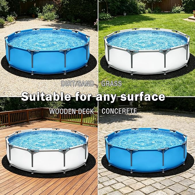 10FT Round Heavy Duty Pool Pad for Above Ground Pools, 8.4 OZ/M² Puncture Resistant Liner Protector, Seamless Under Pool Mat Extends Liner Life Geotextile Ground Cloth Gravel Concrete Dirt