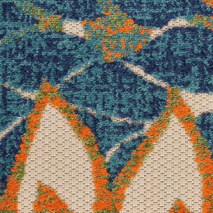 Nourison Home Aloha Indoor/Outdoor Blue Green 12' x 15' Area Rug, Easy Cleaning, Non Shedding, Bed Room, Living Room, Dining Room, Backyard, Deck, Patio (12x15)