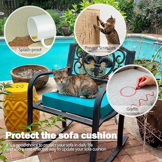 Sqodok Patio Cushion Covers, Waterproof Outdoor Cushion Covers Replacement, Patio Cushion Seat Slicovers for Sectional Sofa, Chair, Outdoor Wicker Patio Sofa (Sky Blue, 24"x22"x4"-4 Pack-Cover ONLY)