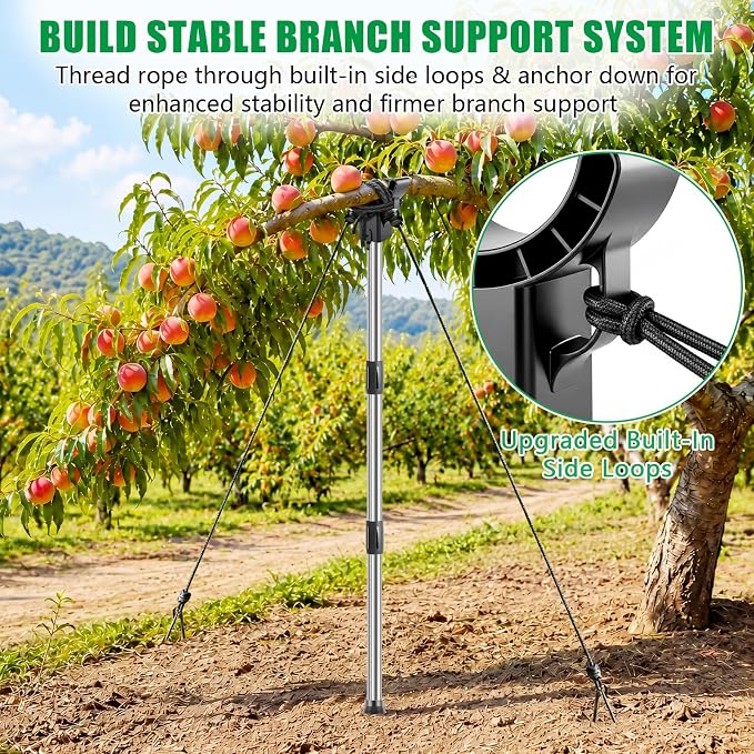 2 Set Stainless Steel Tree Support Pole with Upgraded Crutch, 18-60.6 Inch Adjustable Tree Branch Support for Fruit Trees Leaning Plant Breakage Prevention