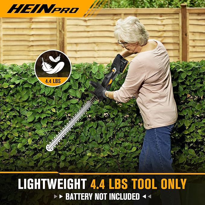 HEINPRO Cordless Hedge Trimmer 22-Inch Compatible with DEWALT 20V MAX Battery, Electric Hedge Trimmer Cordless, Bush Trimmers for Garden, Battery Powered Hedge Trimmers, Black (Tool Only)
