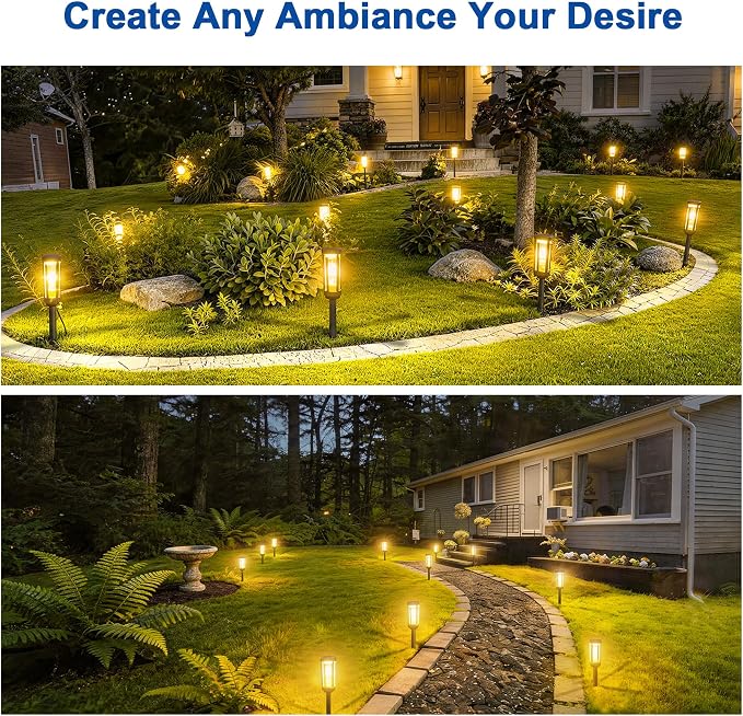 JEJOT Solar Pathway Lights Outdoor Waterproof IP65, 6 Pack Warm White Solar Walkway Lights, Auto On/Off Outdoor Light for Lawn Garden Patio Driveway Decor Landscape Lighting