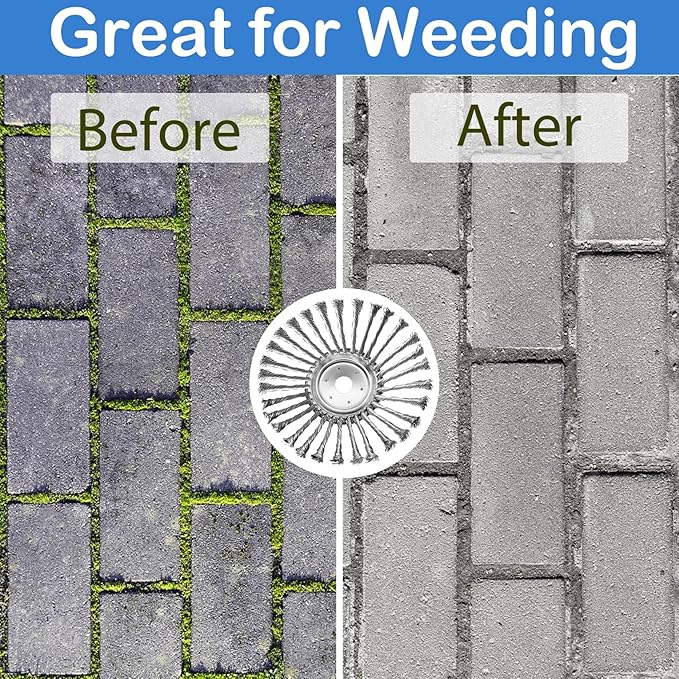 10 Inch Unbreakable Wired Trimmer Blade for Weed Eater, Steel Wire Rotary Brush Cutter Trimmer Head, Weed Eater Head for Moss Grass Rust Removal, Paving Stone, Pavement Joints or Driveway