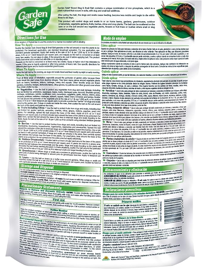 Garden Safe Brand Slug & Snail Bait Granules, 2 Pounds, Slugs & Snails Begin to Die Within 3 to 6 Days, Can Be Used Around Pets & Wildlife, For Lawns, Gardens & Greenhouses, 1 Pack