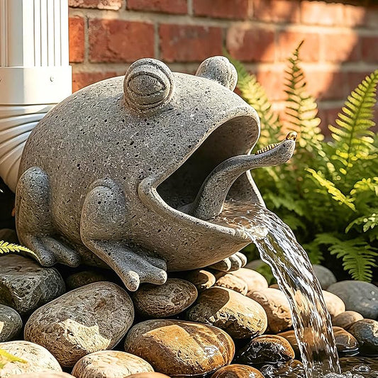 Teaeeno Frog Gutter Downspout Extension Decorations, 3''x4'' Downspout Extender Diverter Splash Block Sculpture Outdoor Decor, Animal Resin Statue Ornaments, for Garden, Lawn, Yard