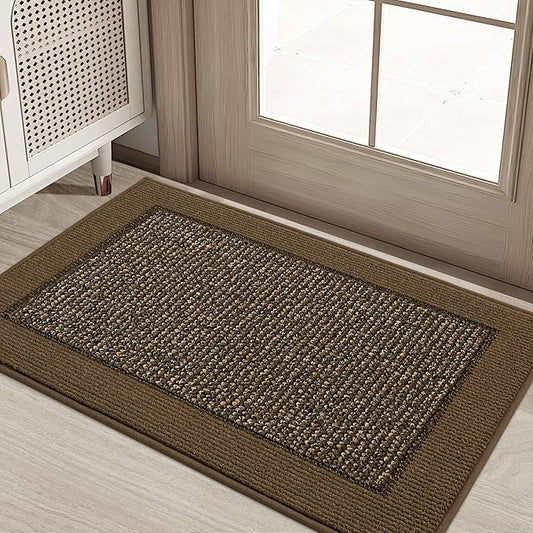 BEQHAUSE Indoor Door Mat 20" x 32", Dirt Trapper Door Mats Non-Slip Entryway Rugs Washable, Resist Dirt Absorbent Welcome Mat, Low Profile Floor Mats for Front Back Door and Entryway, Brown