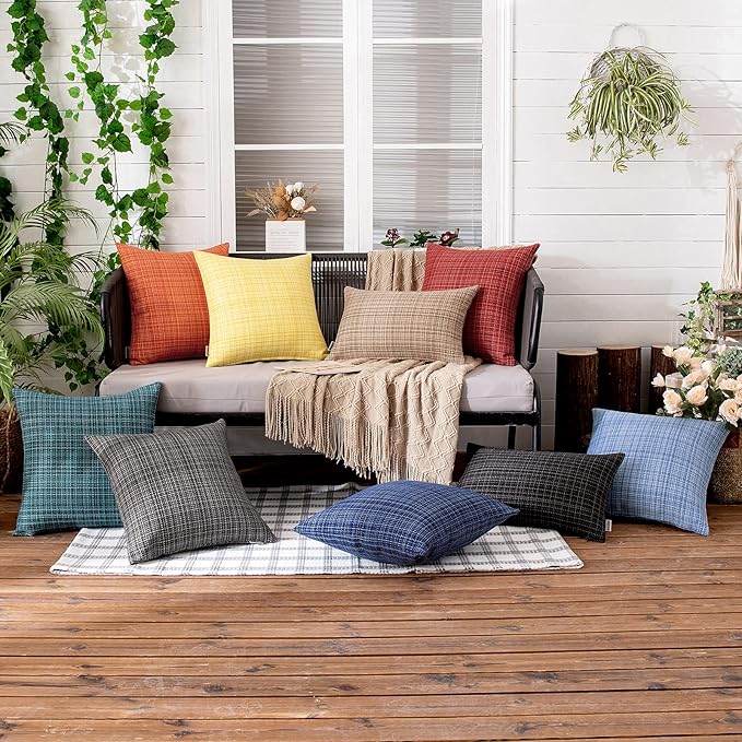 MIULEE Outdoor Waterproof Throw Pillow Covers Decorative Farmhouse Water Resistant Cushion Covers for Tent Patio Garden Couch Sofa Pack of 2, 16x16 Inch Navy Blue