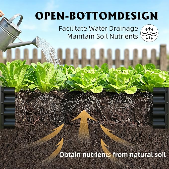 6x3x1ft(2 Pack) Galvanized Raised Garden Bed,Outdoor Planter Box Metal Patio Kit Planting Bed for Vegetables,Flowers, Black