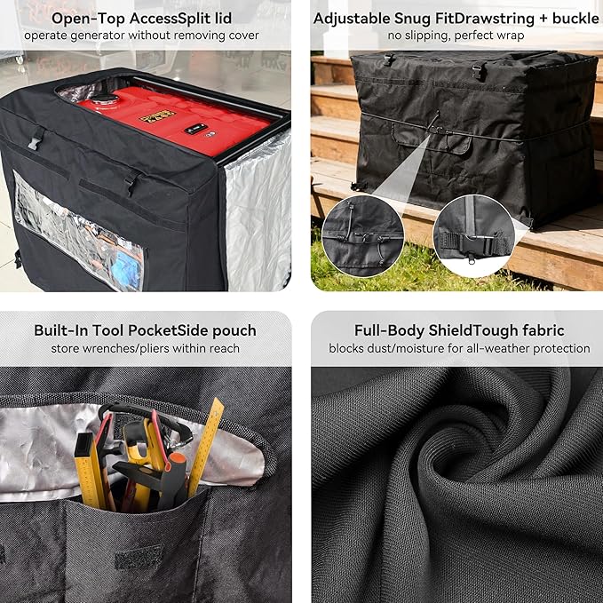 32"L x 24"W x 24"H Generator Tent Cover While Running Heavy Duty Outdoor Generator Covers Shed for Most Generators Up to 15,000 Watt Outside,All-Weather Protection,Black