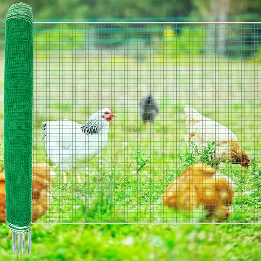Temporary Fence with Posts 4' x 100' for for Dogs Outdoor Backyard | Plastic Garden Fence Animals Barrier with Fiberglass Stake Windbreak Rope, Portable Outdoor Fence Easy to Use