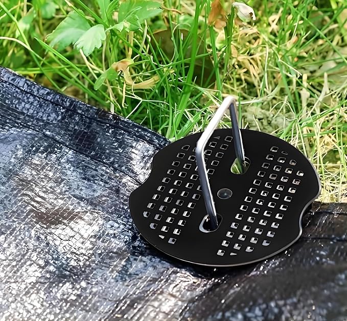 8 Inch 200 PCS Galvanized Landscape Staples with 200 PCS Gasket, Landscaping Fabric Stakes Weed Barrier Stakes Garden Spikes Ground Cover Staples