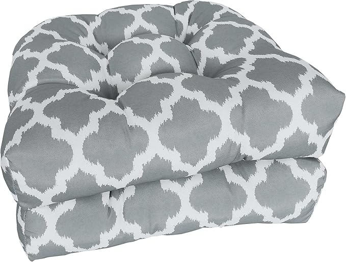 Sweet Home Collection Patio Cushions Outdoor Chair Pads Premium Comfortable Thick Fiber Fill Tufted 19" x 19" Seat Cover, 2 Count (Pack of 1), Tessa Gray 4