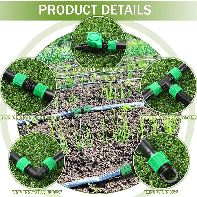 250 ft 5/8 Inch Drip Tape Irrigation Kit Drip Tape 8 Mil 8" Spacing Hose Garden Watering Tubing System Automatic Irrigation Equipment for Plant, Landscape, Yard, Lawn and Farm
