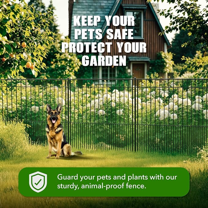 WESLEY'S CORNER Tall Fence Panels - 32”H x 29”L, No Dig Metal Dog Fence, Heavy Duty Garden Border & Animal Barrier, Rustproof, Decorative Fencing for Backyards, Frontyards, Outdoors and Edging