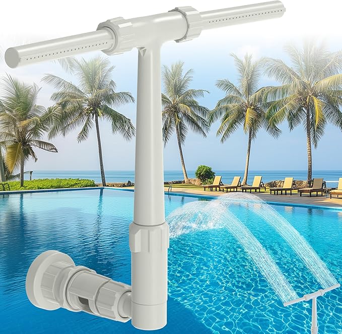 Dual Spray Pool Fountain, 10-20°F Cooler Water for Above/In-Ground Pools, Dual Spray Waterfall Sprinkler Fountain, Adjustable Waterfall Cooling and Relaxation