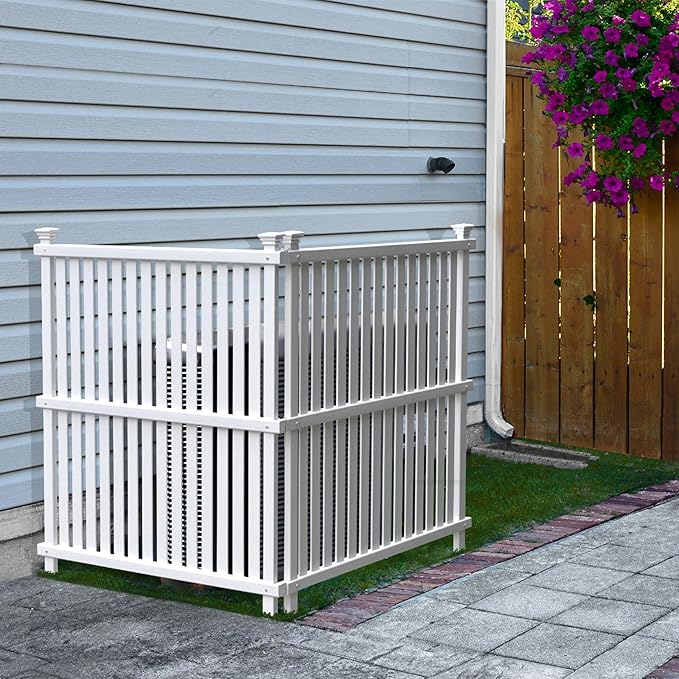 45.5in H x 36.5in W (2 Panels) No Dig Enclo Wilmington White Vinyl Privacy Screen, Outdoor Privacy Panels, Trash Can Enclosure, Air Conditioner Fence, Pool Equipment Enclosure, ZP19008