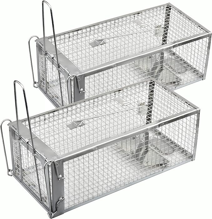 2-Pack Live Rat Traps Humane Chipmunk Mouse Vole Hamster Cage Traps