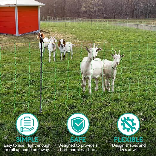 PPOLB Electric Fence Netting - 47.2" H x 164' L, Portable Movable Livestock Nets Mesh for Lambs, Dogs, Deer, Larger Animals Electric Fencing for Backyards, Homesteaders, Farms Ranches, and Gardens