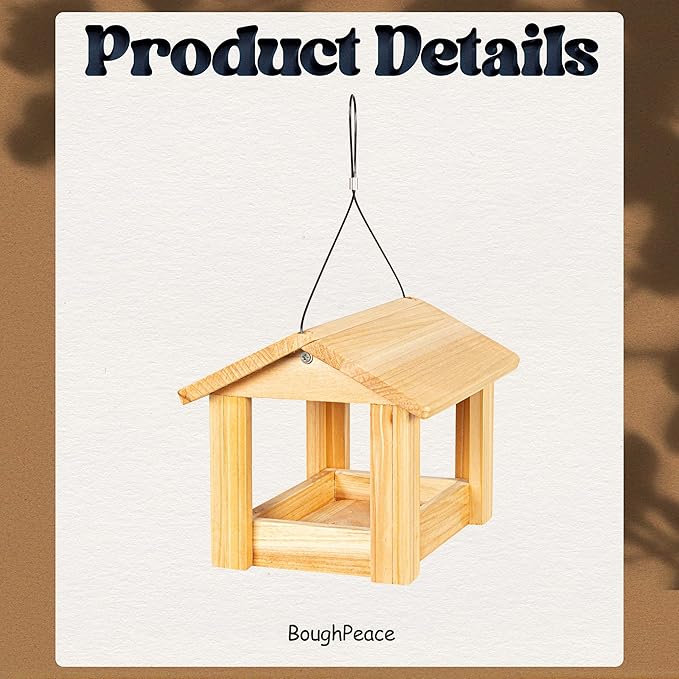 Bird Feeders for Outdoors Wood Hanging Bird Feeder for Cardinals, Finches, Chickadees