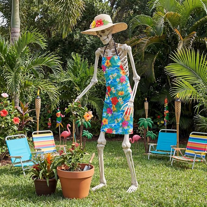 Mepase 12ft Skeleton Costume Accessories Set Oversize Hat and Apron Prop Giant Outdoor Indoor Yard Garden Lawn Decoration