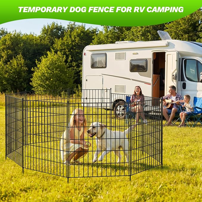 Toolterritary 15 Panels No Dig Decorative Garden Fence with Gate, 40in(H) x 37.5ft(L),Dog Fence Outdoor for Yard - Rustproof Metal Animal Barrier Fencing for Patio, Flower Bed, Ideal for Dogs, Rabbits
