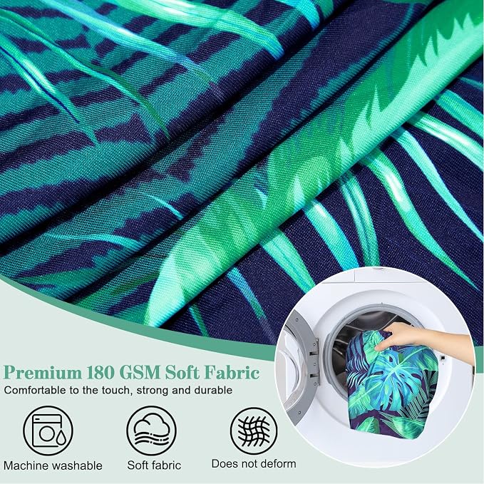 pickyNproud 14Pcs Patio Cushion Covers Stretch Outdoor Couch Cushions Slipcovers Replacement Washable Furniture Protector with Elastic Bottom Sofa Chair Seat Cover, Palm Leaves