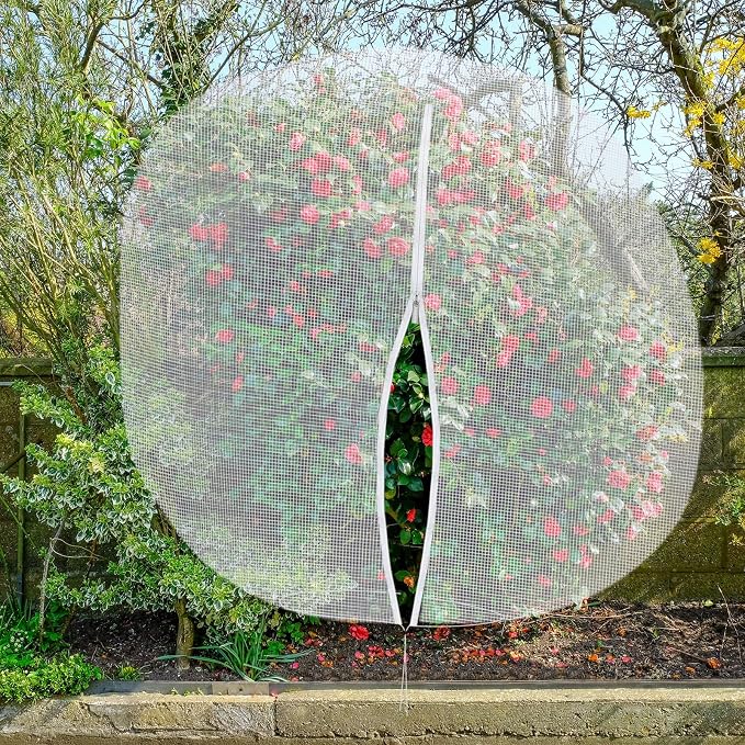 12 x 16 ft Large Fruit Tree Netting for Protecting Fruit from Squirrels Birds Bug Deer & Rat Garden Mesh Netting with Zipper and Drawstring Tree Covers for Blueberry Peach Apple Garden Bushes