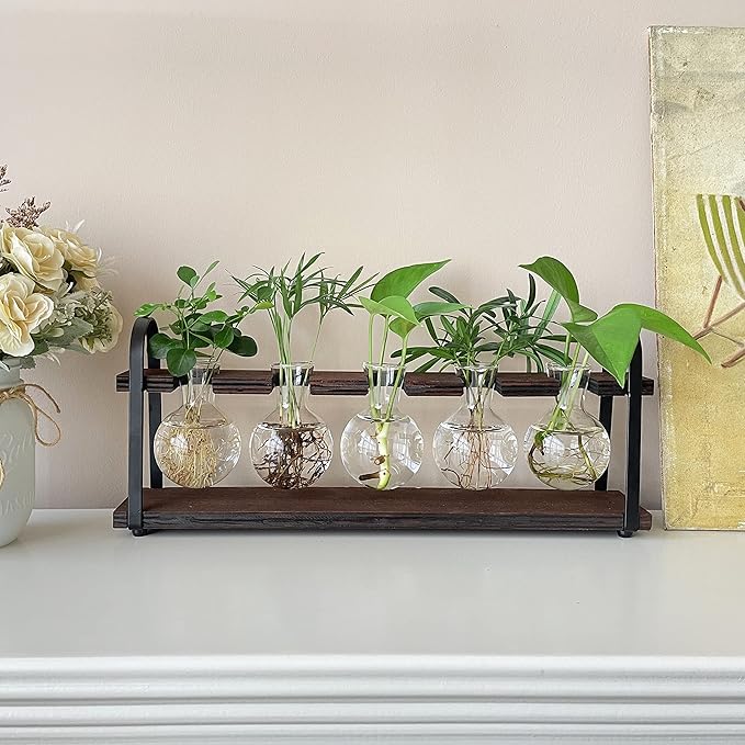 THYGIFTREE Desktop Plant Propagation Stations, Tabletop Retro Plant Terrarium for Indoor Hydroponic Plants Flowers, Plant Lover Gifts
