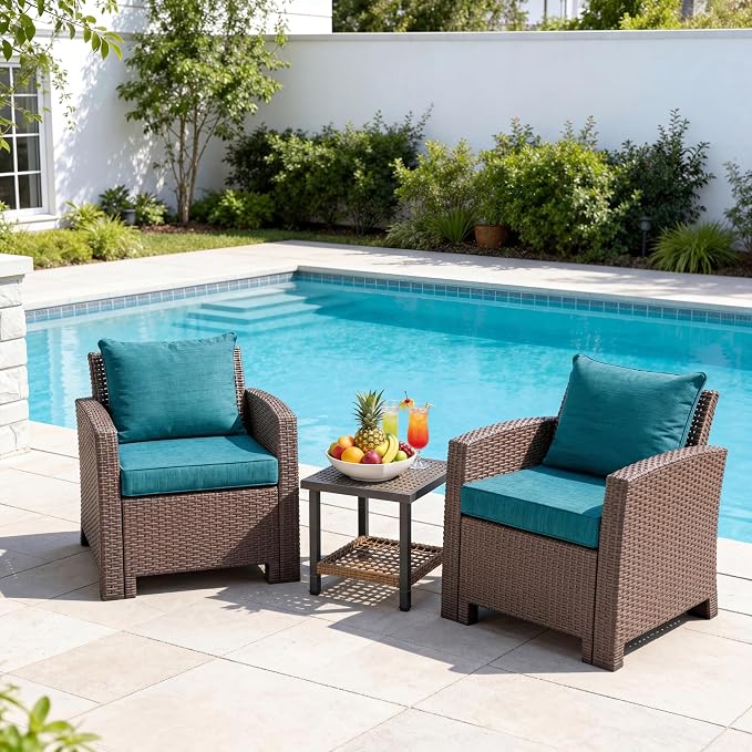 Art Leon Outdoor Patio Cushion 24"x 24" Outdoor Seat Cushions 30D High Density Foam Patio Chair Cushions with Non-Slip Backing Patio Cushions for Patio Furniture Porch Swing Garden Bench