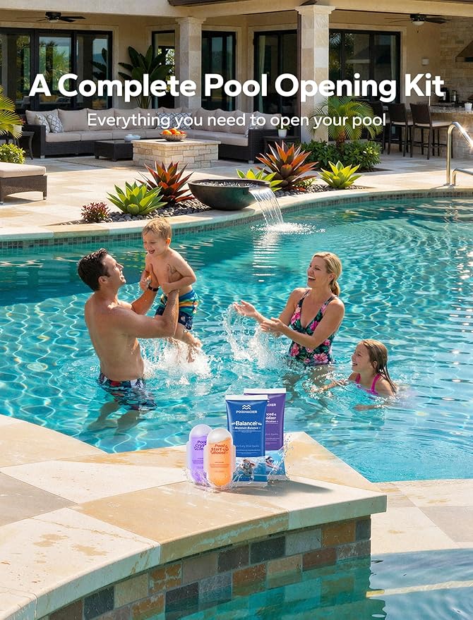 POOLHACKER 5 in 1 Pool Opening Kit - Pool Start Up Kit for Above Ground & Inground Pools, Easy to Use, Up to 15,000 Gallons