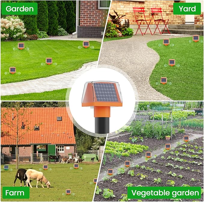 Mole Repellent Screw Solar Powered Gopher Deterrent Stake for Outdoor Lawns with Electic Vibration, Repels Snake Vole Groundhog Armadillo from Yard and Garden (2 Pack)