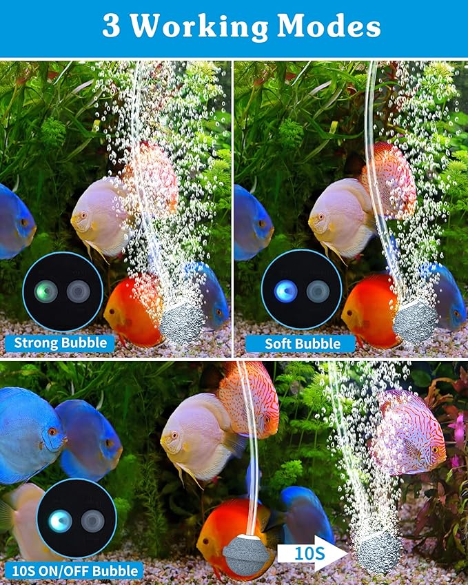 Biling Solar Aerator for Pond with 2200 mAh Battery Backup, 3 Modes Solar Air Pump Hydroponics Air Pump, Solar Powered Pond Aerator Pond Bubbler for Outdoor Fish Pond Stock Tank Aquarium