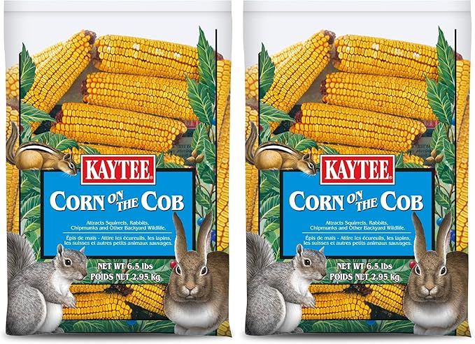 Kaytee Corn On The Cob Food for Wild Squirrels, Rabbits, Chipmunks and Other Backyard Wildlife, 6.5 Pound (Pack of 2)